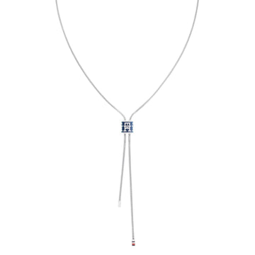 Γυναικείο κολιέ Tommy Hilfiger 2780884 με στοιχείο από μπλε σμάλτο και ασσύμετρες καταλήξεις, κατασκευασμένο από ανοξείδωτο ατσάλι σε ασημί χρώμα.